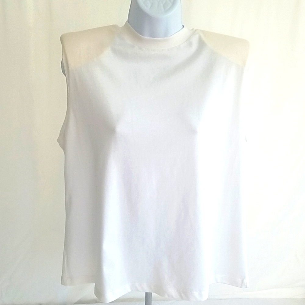 Les Coyotes De Paris Women's Devon Strong-Shoulder White Top Size 2